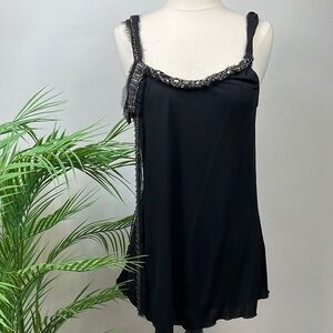 Rebecca Taylor Blouse Black Sleeveless Embellished Sequin Beads 4 Evening